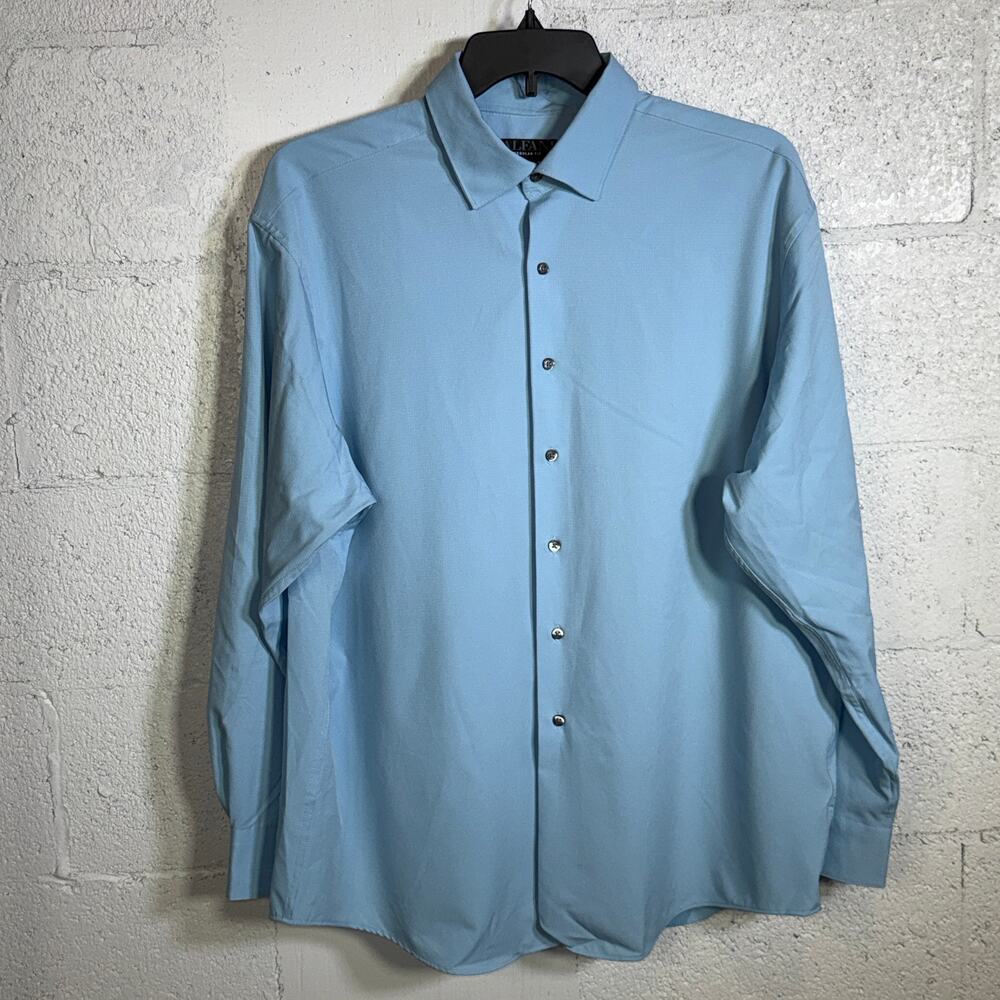 Alfani Men's Regular Fit Travel Solid Dress Shirt Horizon Blue 17-17.5 34-35 $70